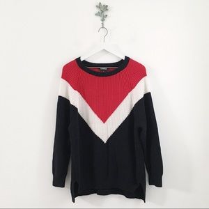 EXPRESS Oversized Chevron Shaker Knit Sweater XS